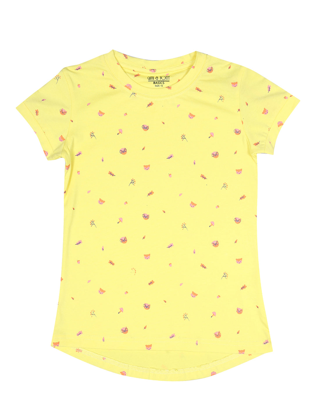 Girls Yellow Printed Knits Knits Top
