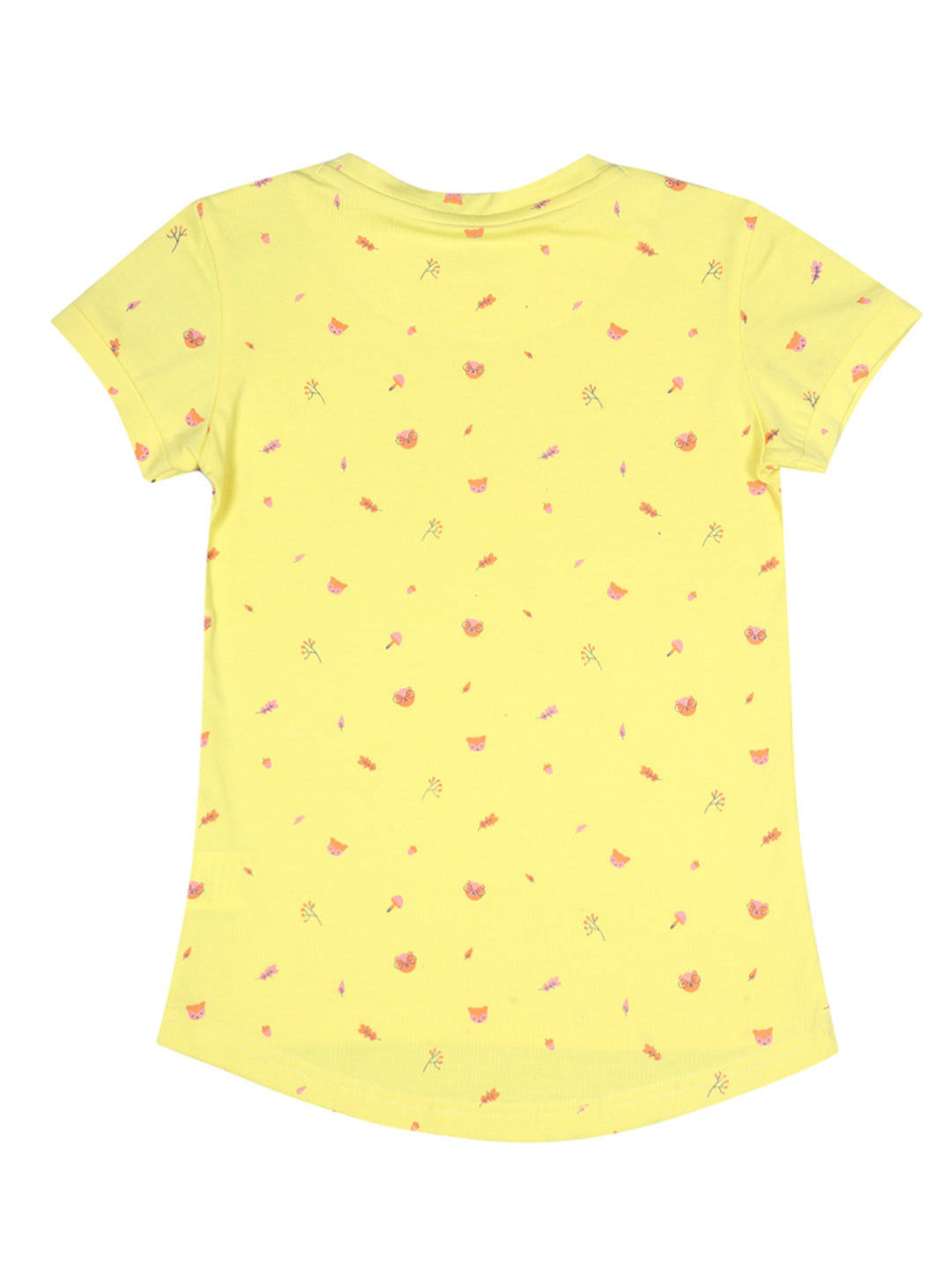 Girls Yellow Printed Knits Knits Top