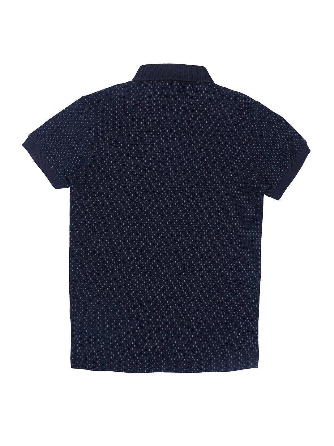 Boys Blue Knits Printed Half Sleeves Polo T-Shirt