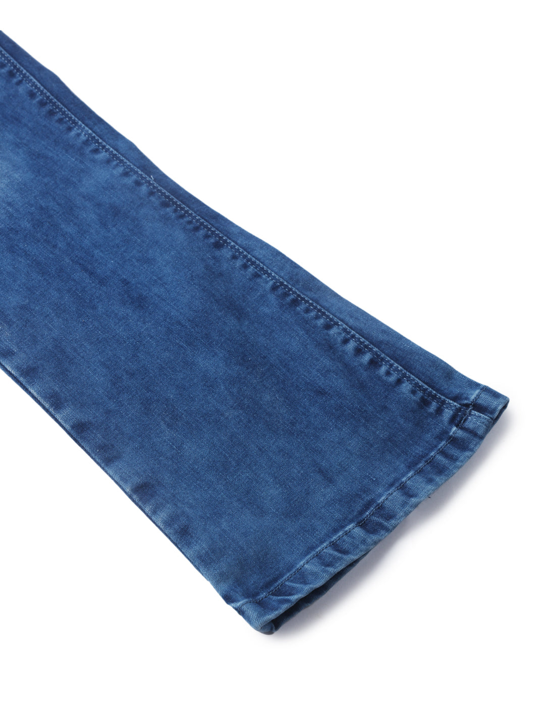 Girls Blue Denim Washed Fixed Waist Jeans