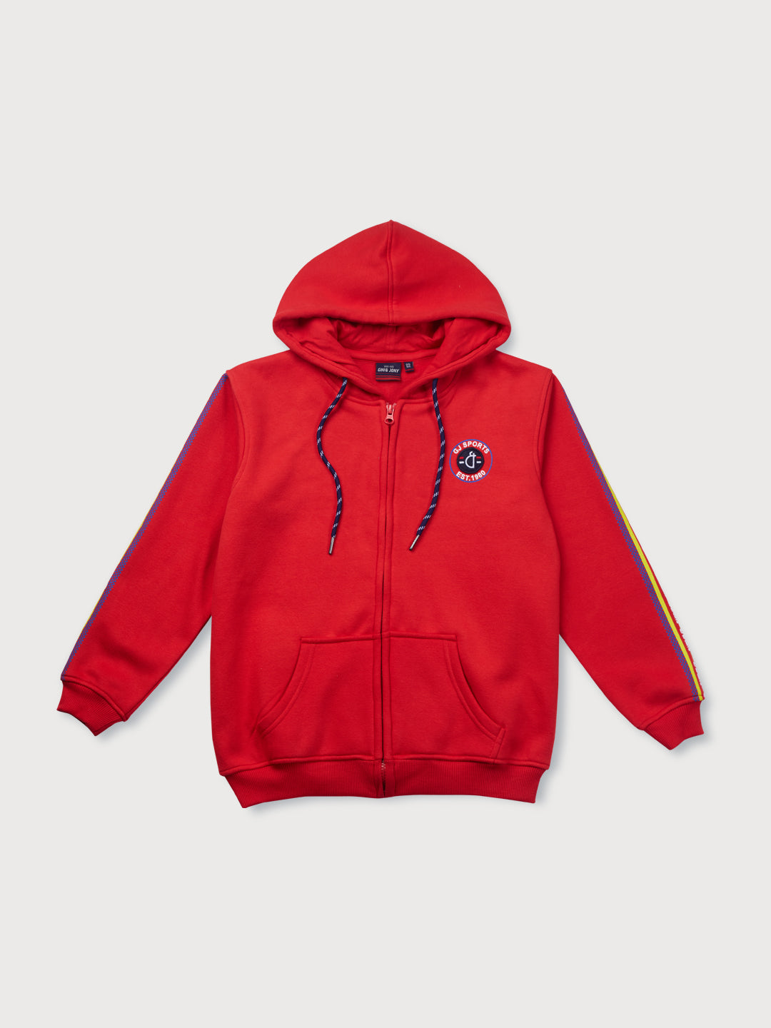 Boys Red Solid Fleece Knits Jacket