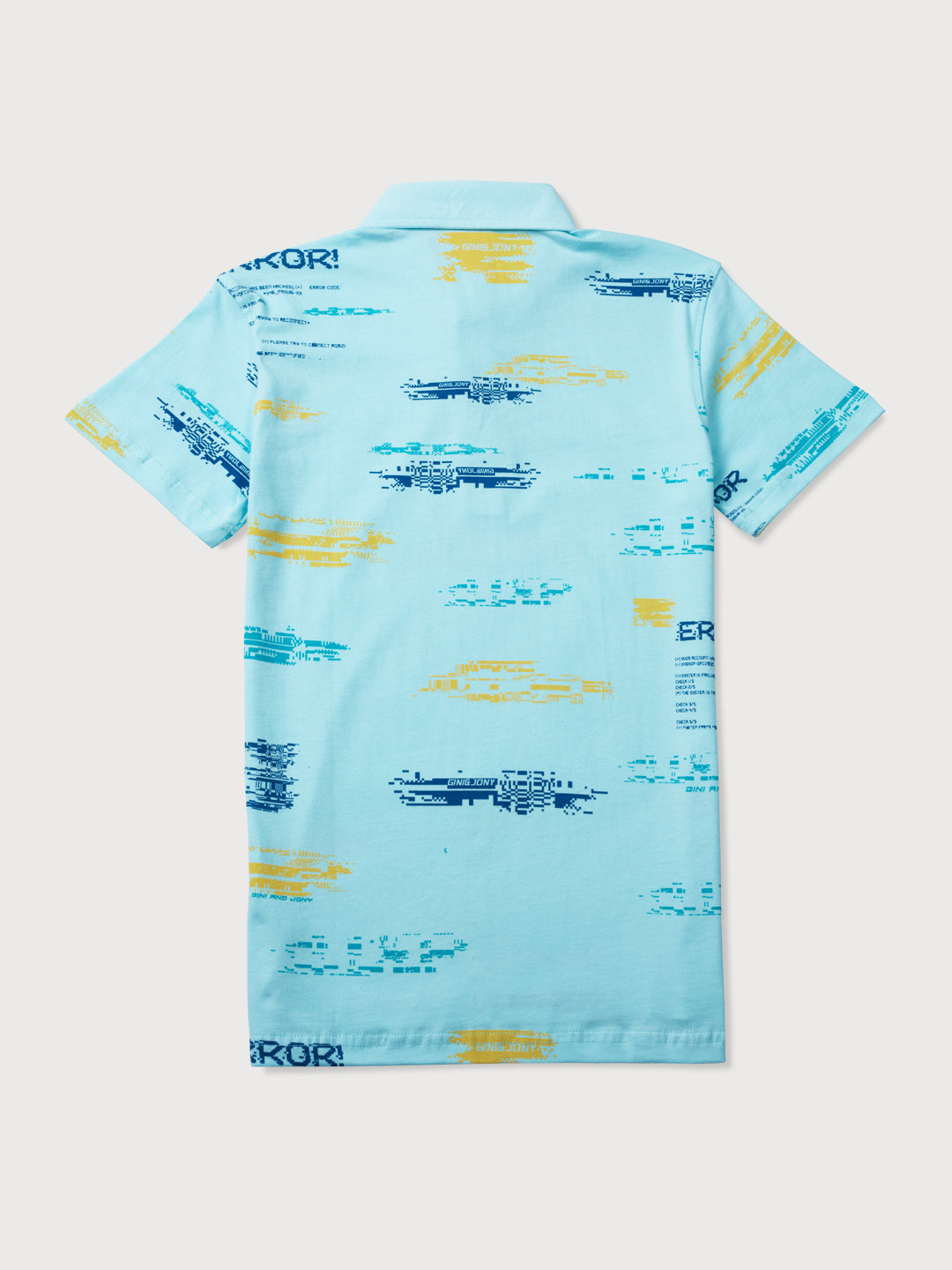 Boys Blue Knits Printed Half Sleeves Polo T-Shirt