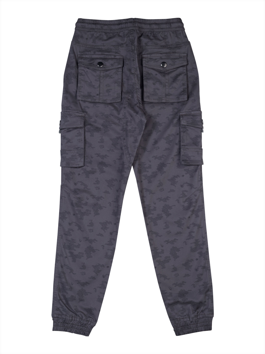 Boys Grey Cotton Solid Fixed Waist Trouser