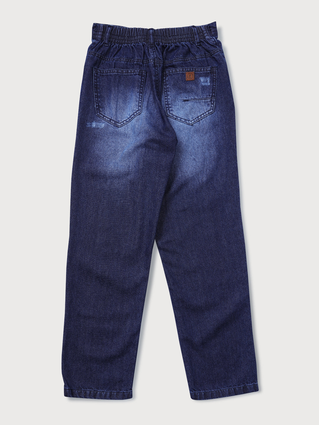 Boys Blue Cotton Washed Fixed Waist Jeans