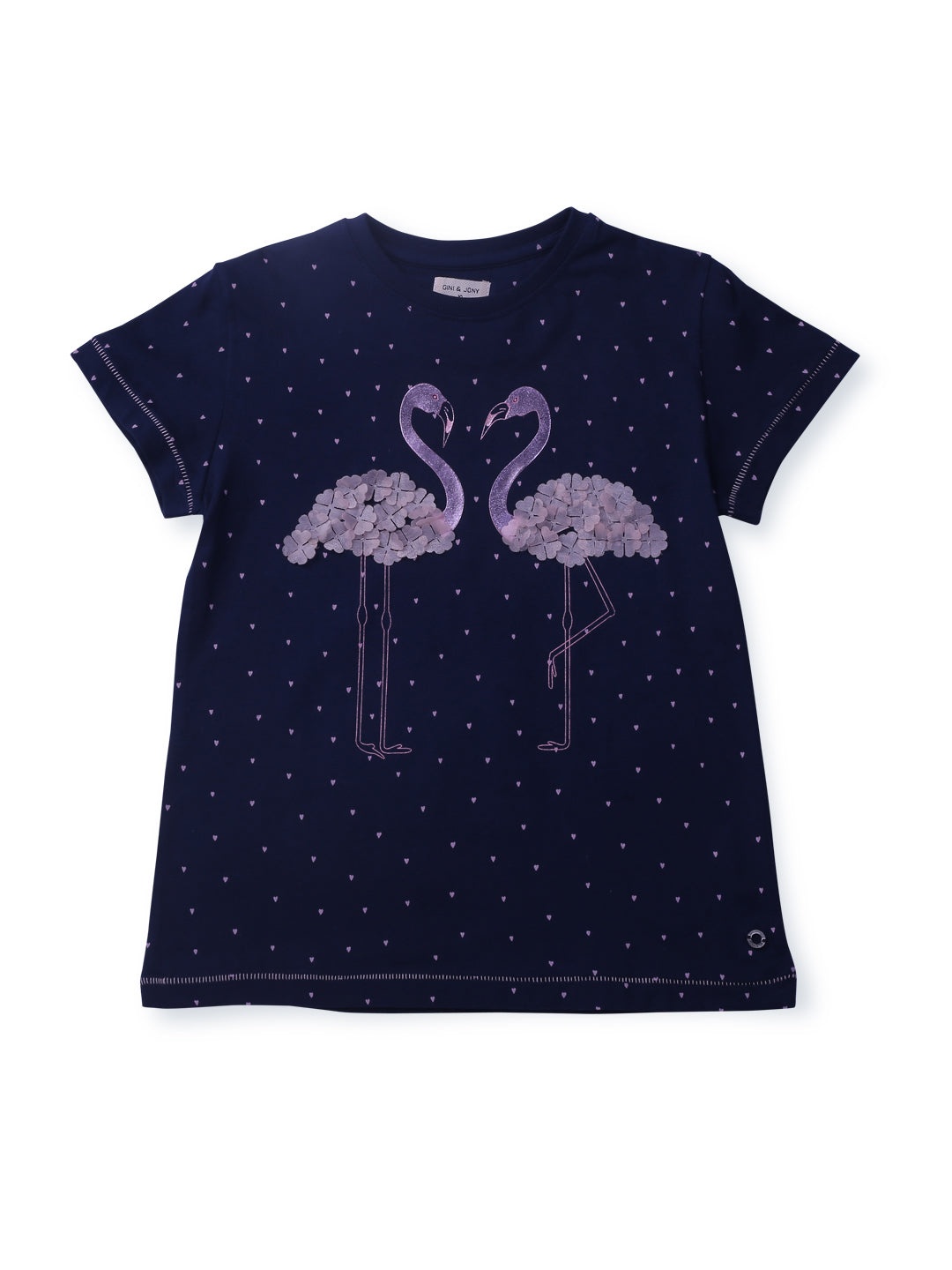 Girls Navy Blue Applique Knits Knits Top