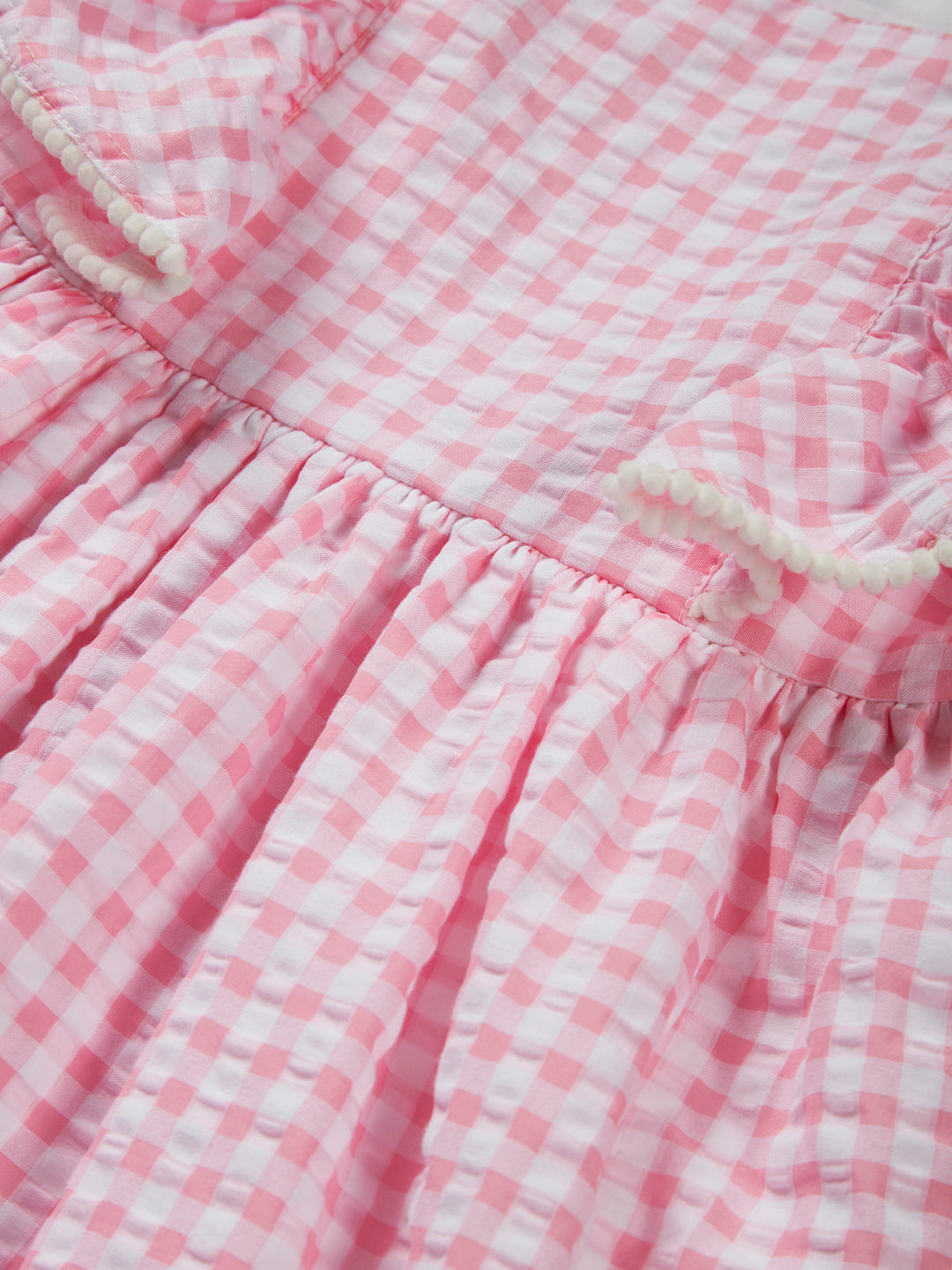 Girls Pink Checks Woven Dress