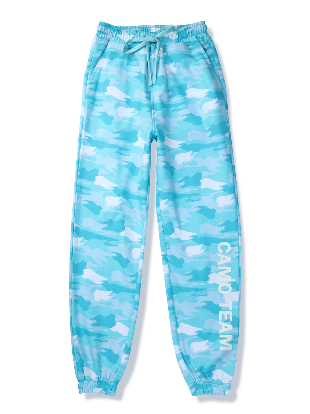 Girls Blue Camouflage Knits Track Pant