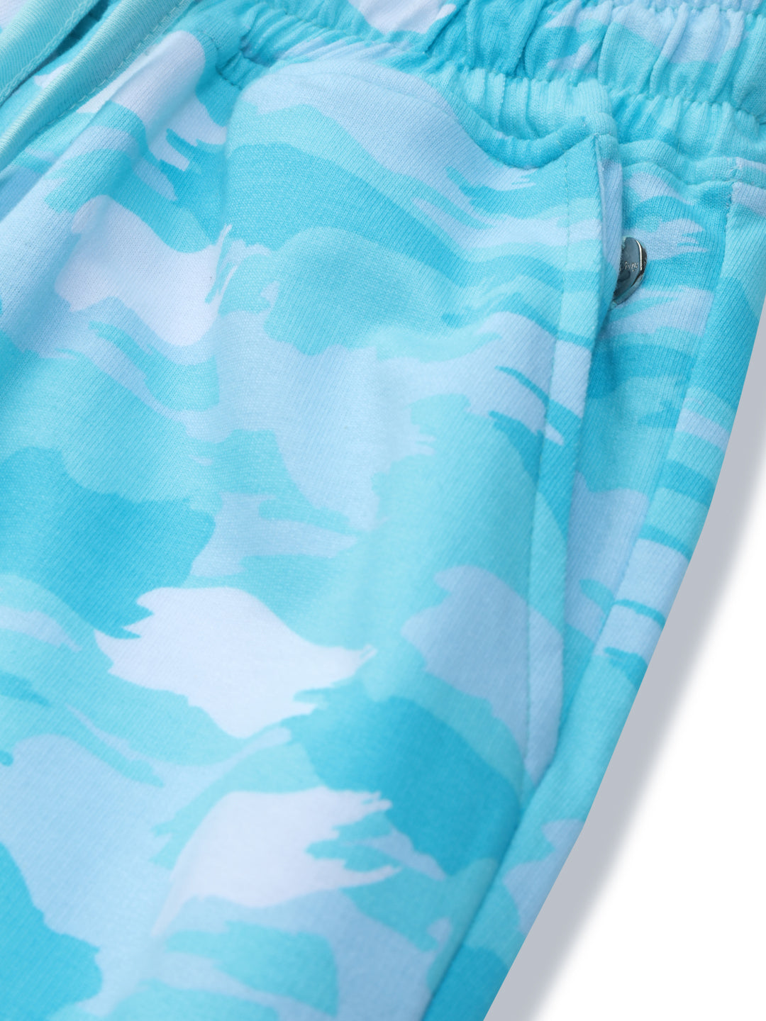 Girls Blue Camouflage Knits Track Pant