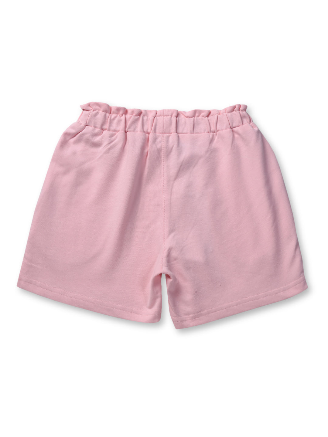 Girls Pink Solid Knits Shorts