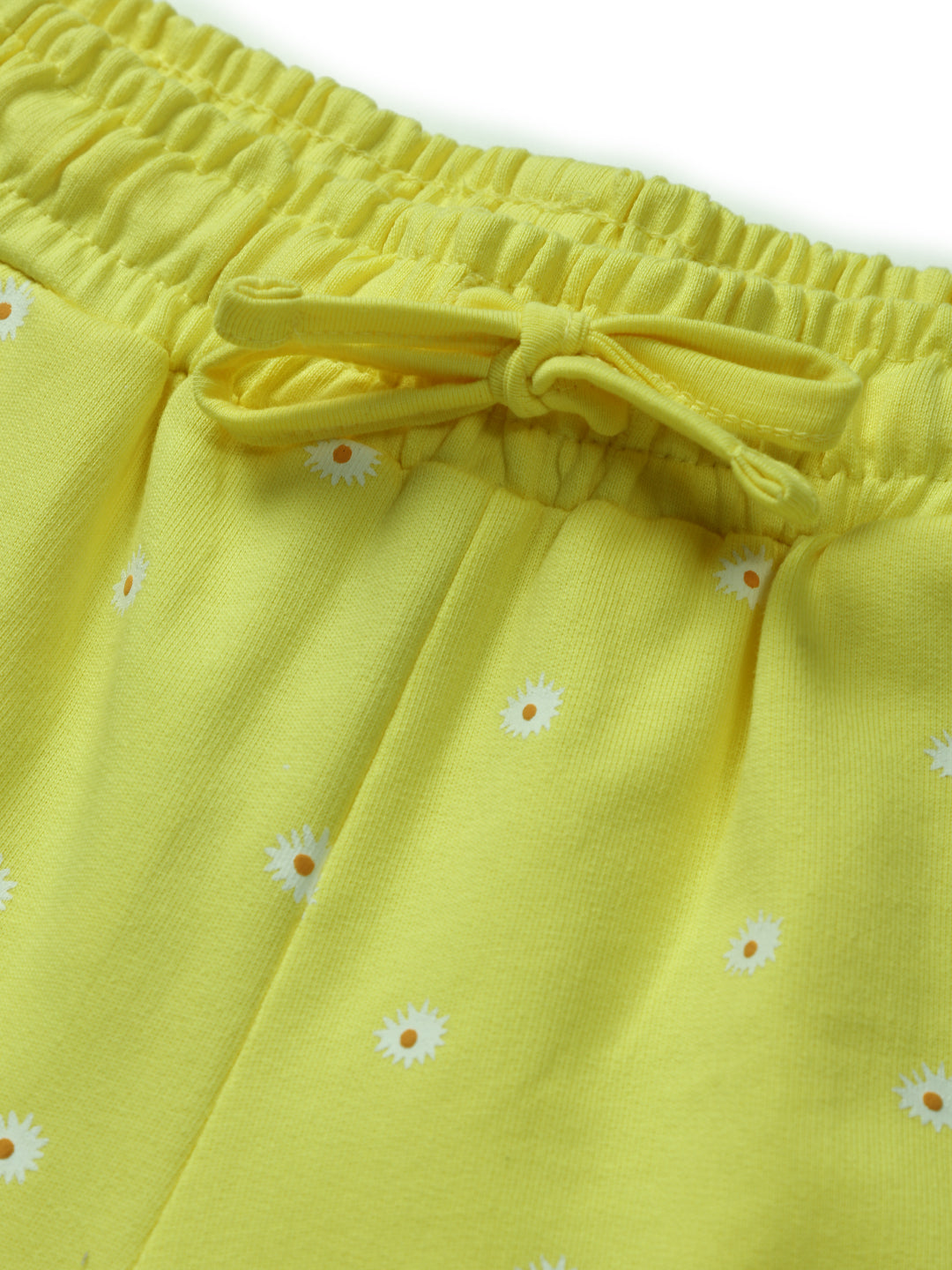 Girls Yellow Printed Knits Shorts