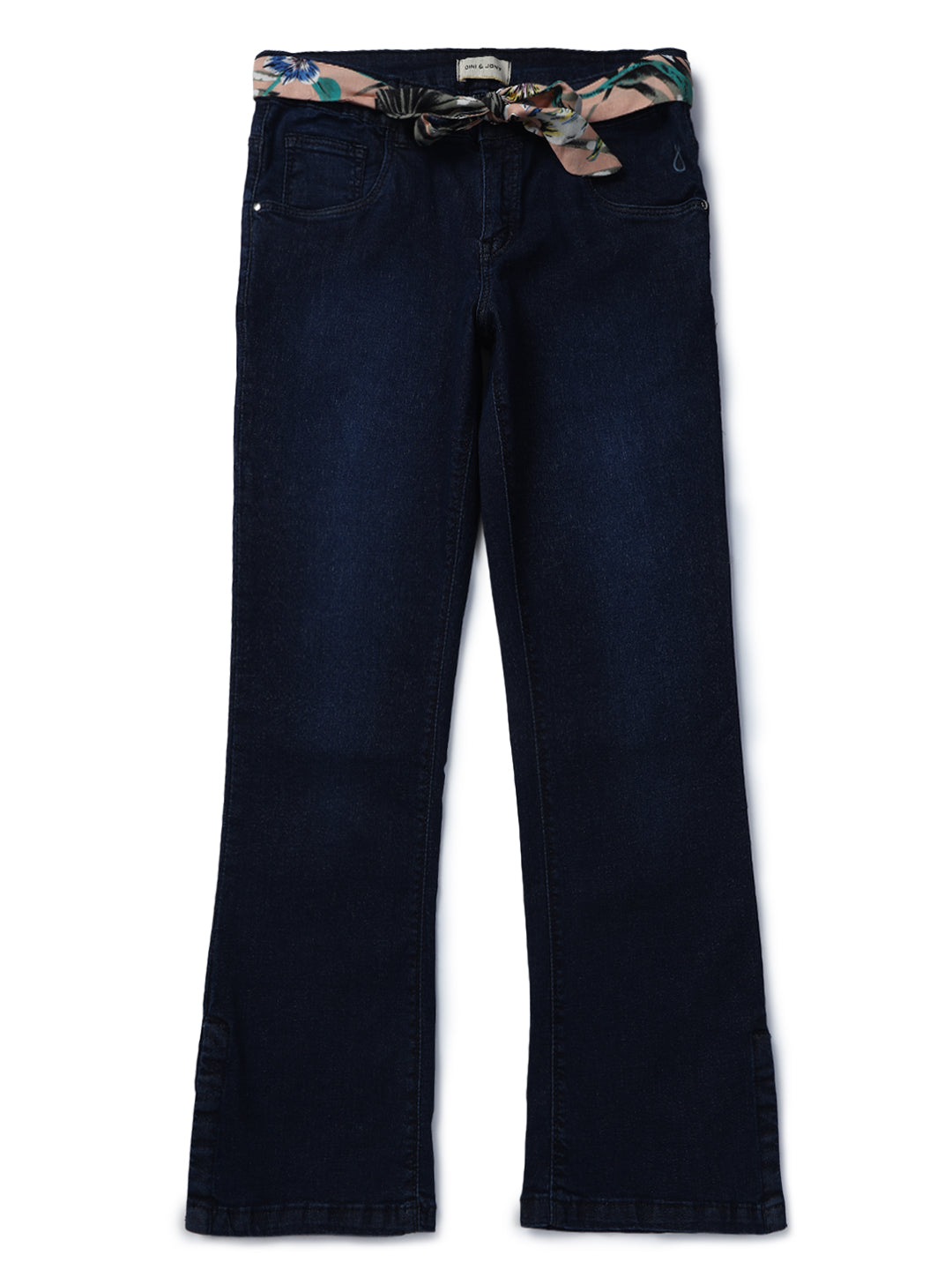 Girls Blue Solid Denim Jeans