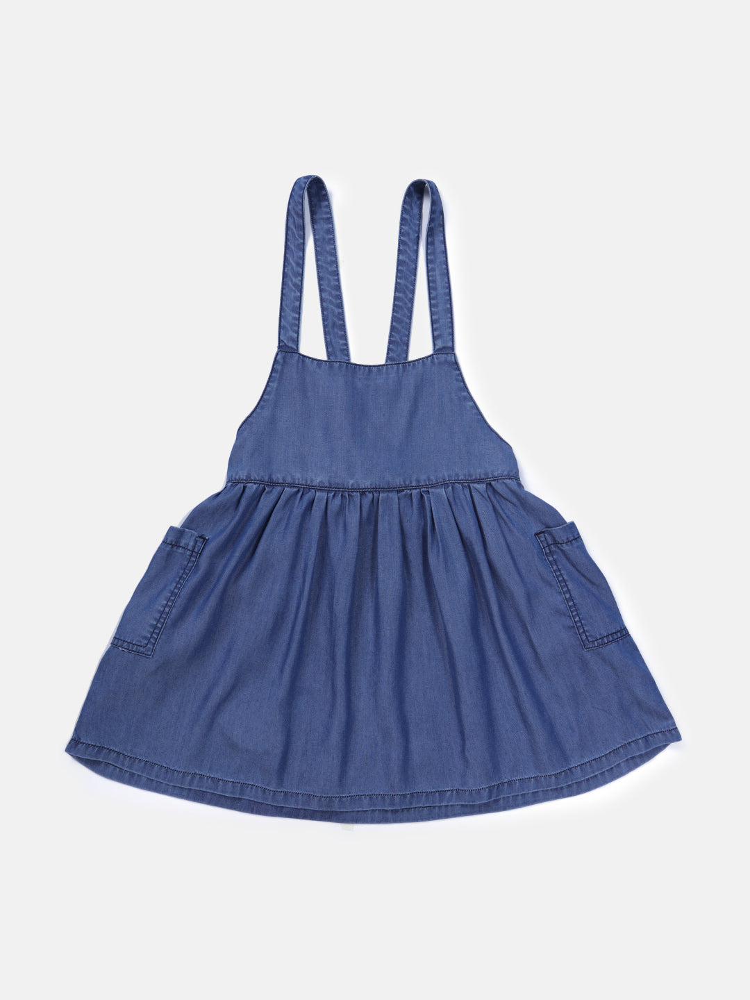 Girls Navy Blue Solid Denim Skirt