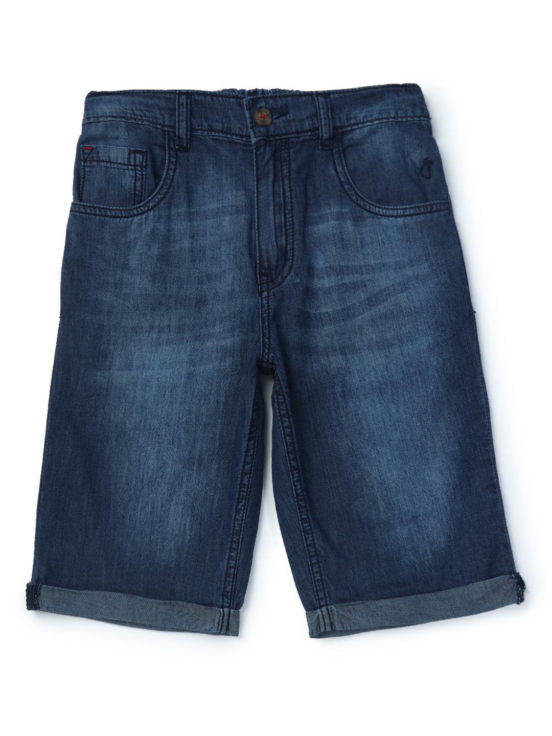 Boys Navy Blue Washed Denim Bermuda