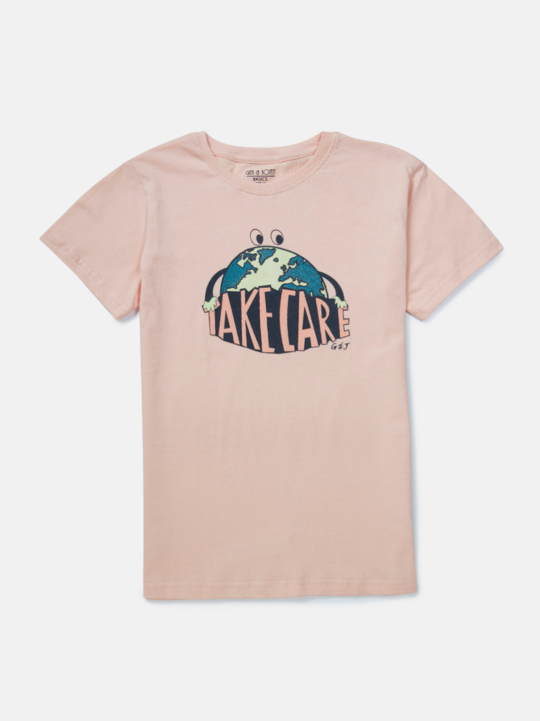 Boys Pink Printed Cotton T-Shirt