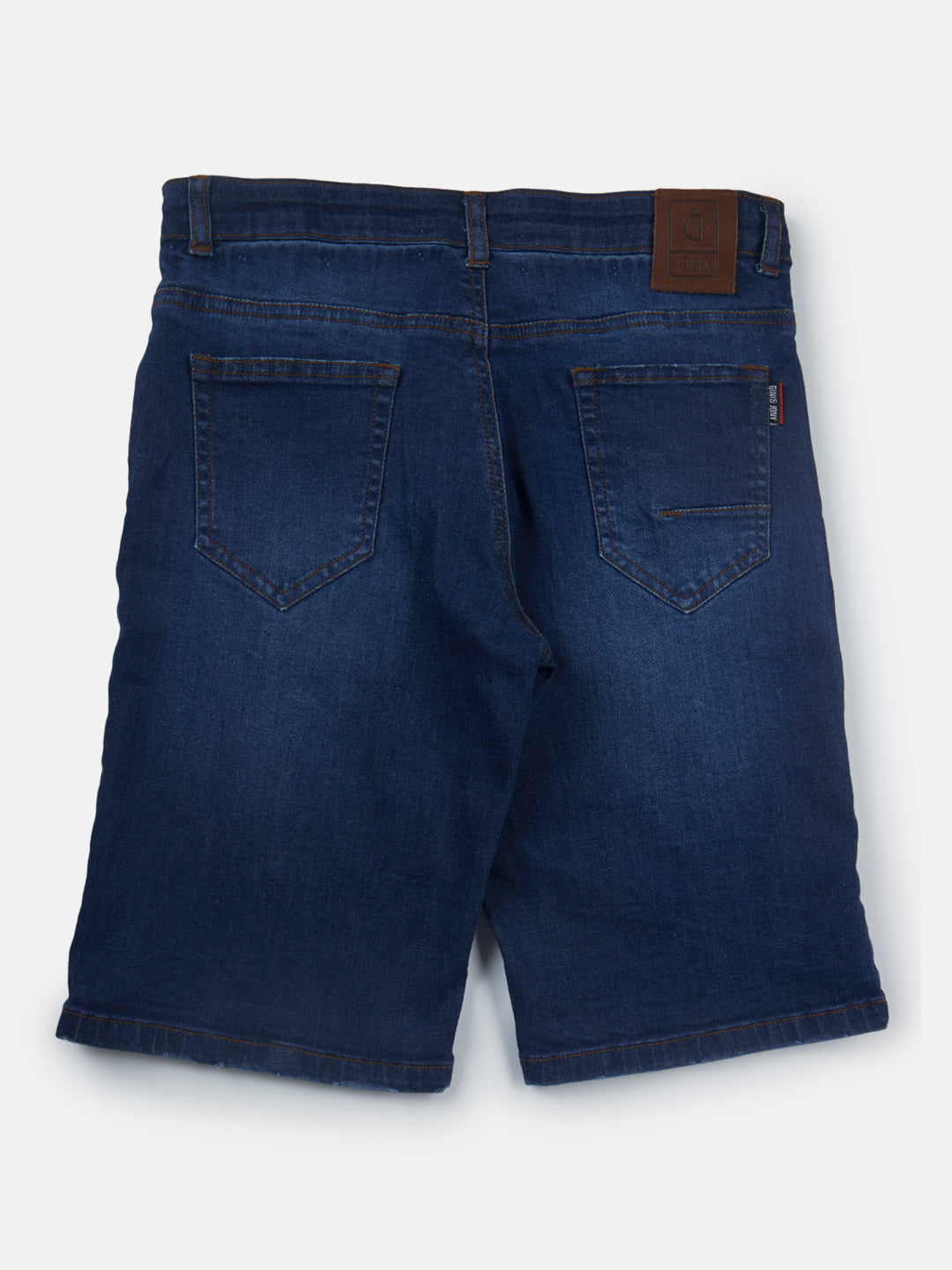 Boys Navy Blue Solid Denim Bermuda