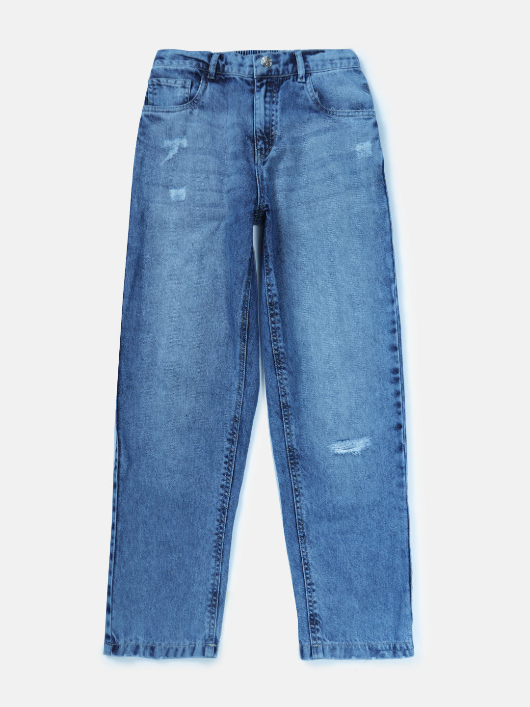 Boys Blue Cotton Washed Elasticated Jeans