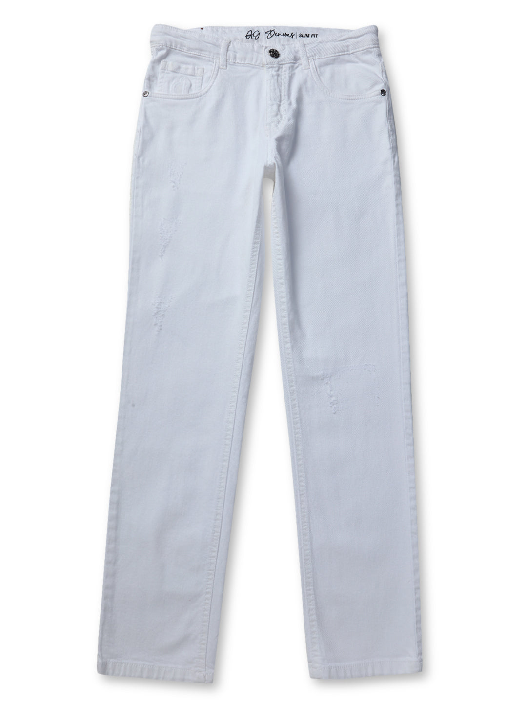 Boys White Solid Denim Jeans