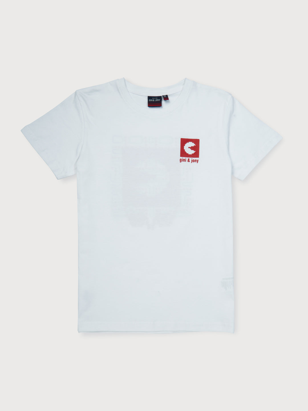 Boys White Printed Knits T-Shirt