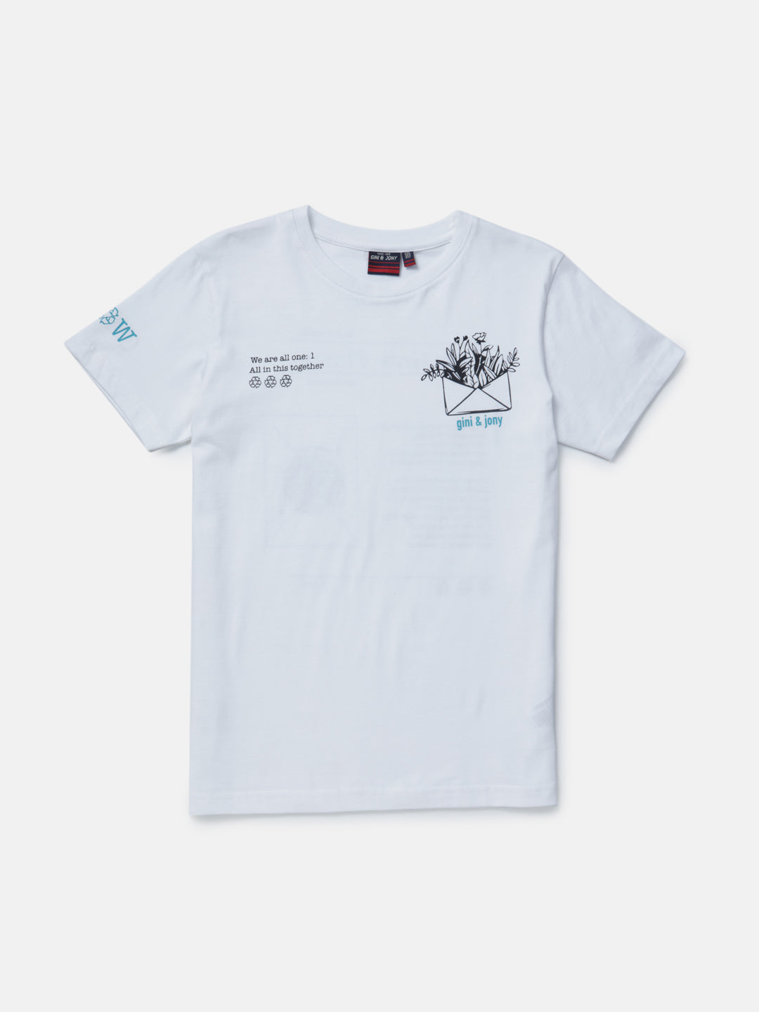 Boys White Printed Knits T-Shirt