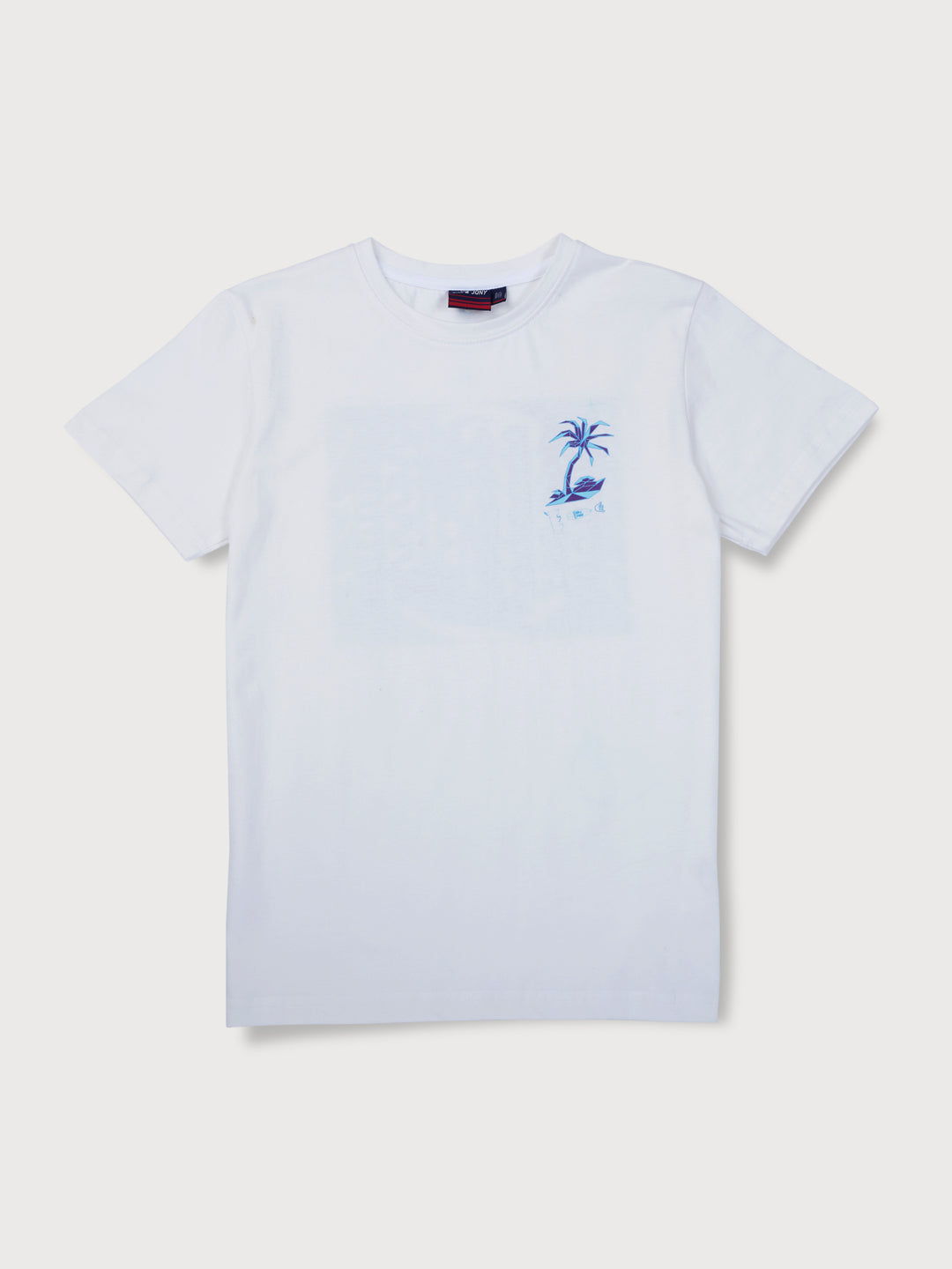 Boys Off White Printed Knits T-Shirt