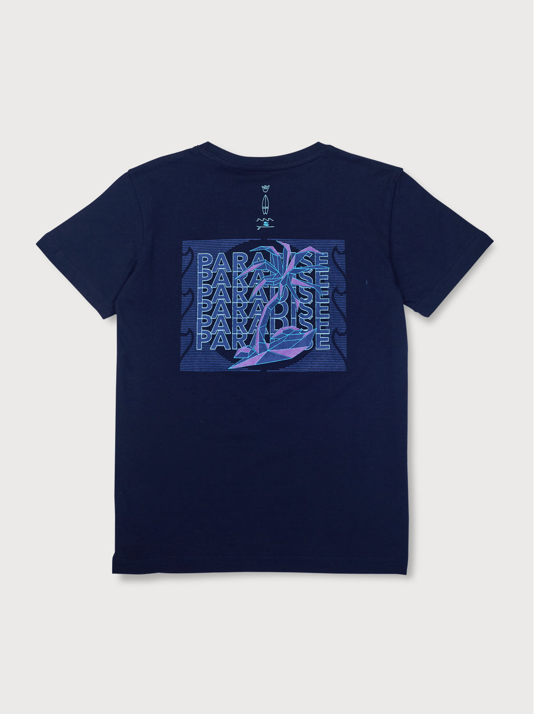 Boys Navy Blue Printed Knits T-Shirt