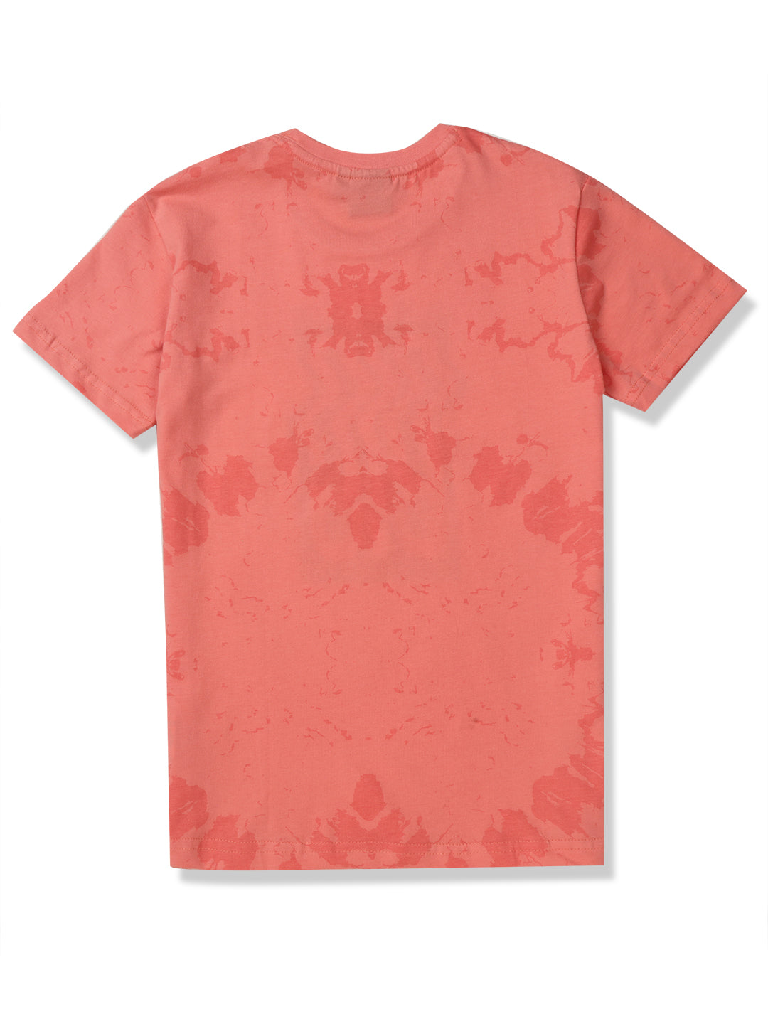 Boys Peach Printed Knits T-Shirt