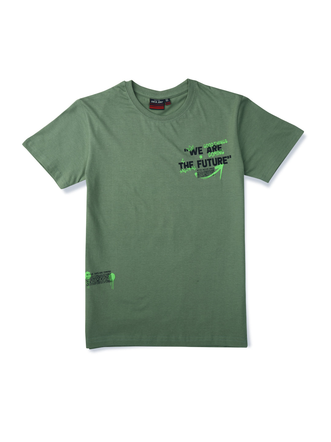 Boys Maroon Printed Cotton T-Shirt