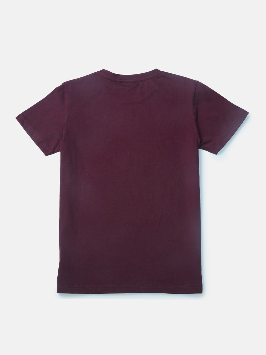 Boys Maroon Printed Knits T-Shirt