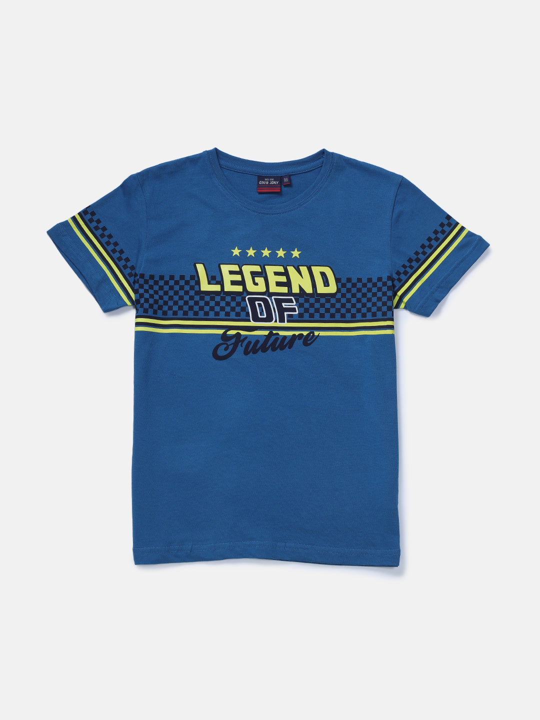 Boys Blue Printed Knits T-Shirt