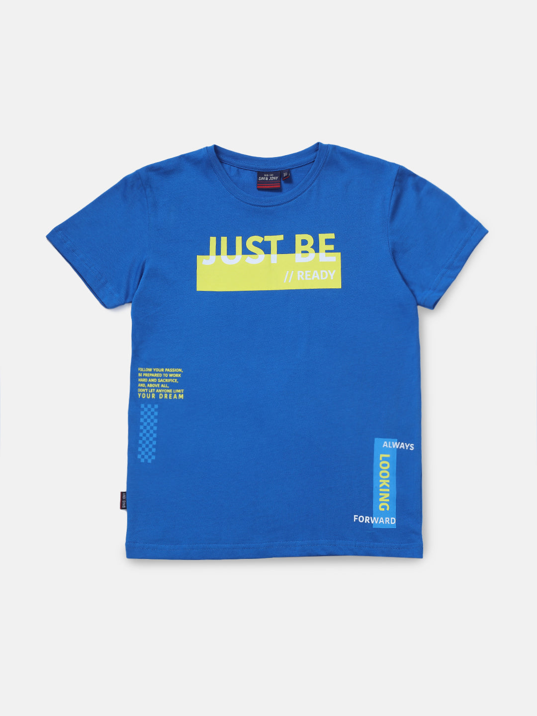 Boys Blue Printed Knits T-Shirt