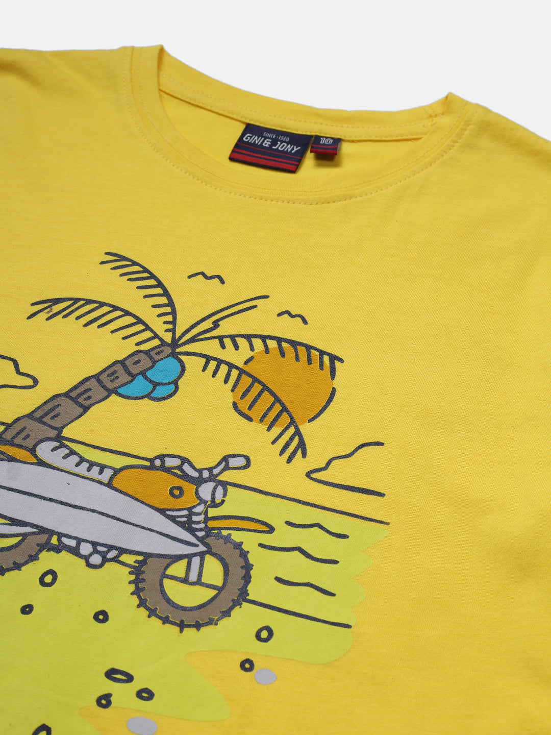 Boys Yellow Printed Knits T-Shirt