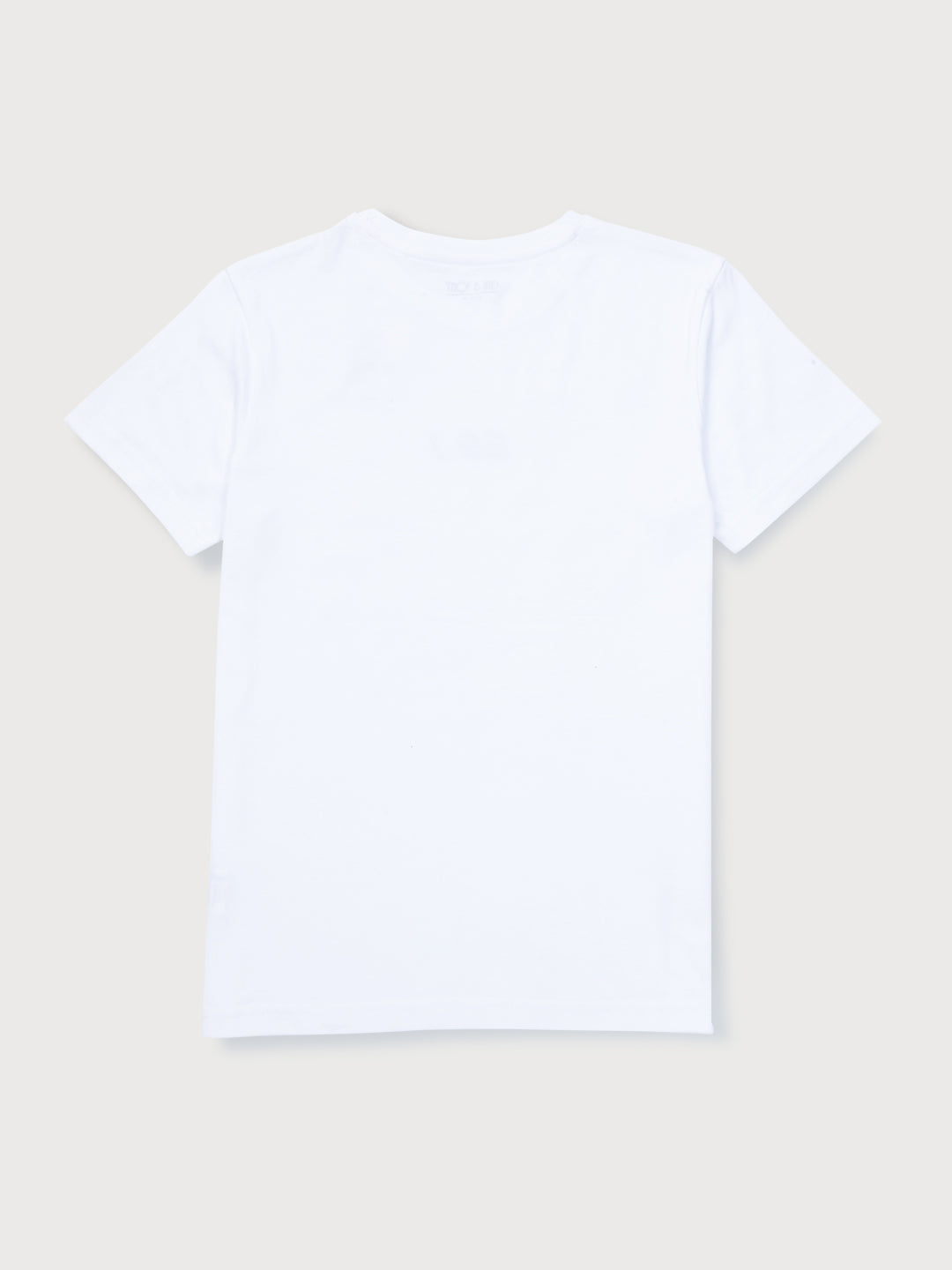 Boys White Solid Knits T-Shirt