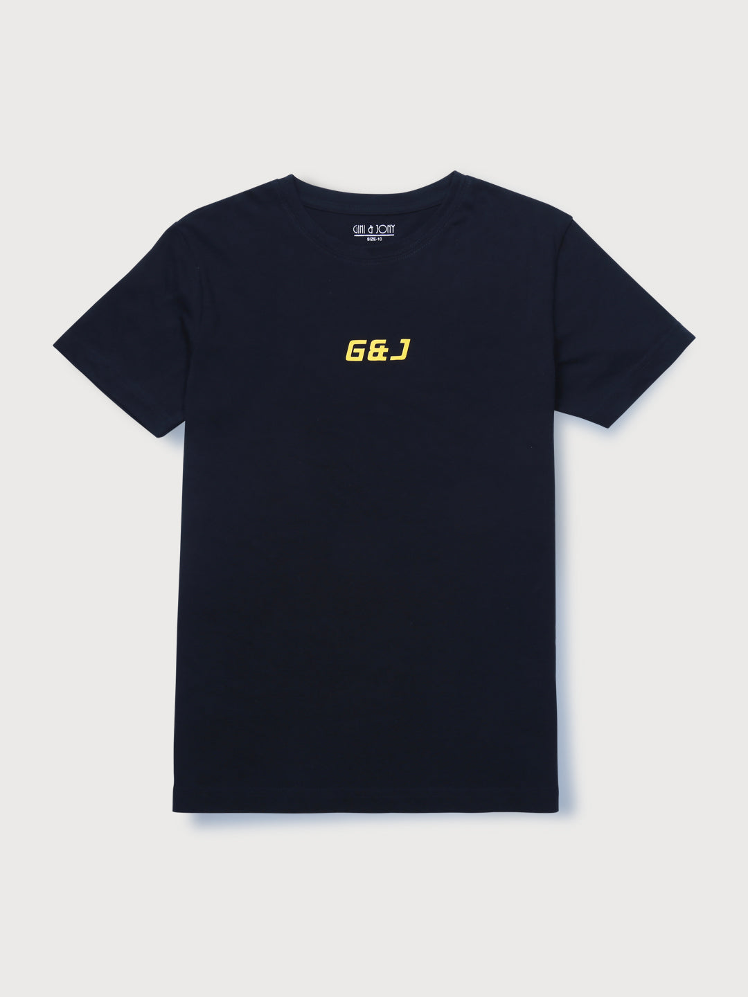 Boys Navy Blue Solid Knits T-Shirt