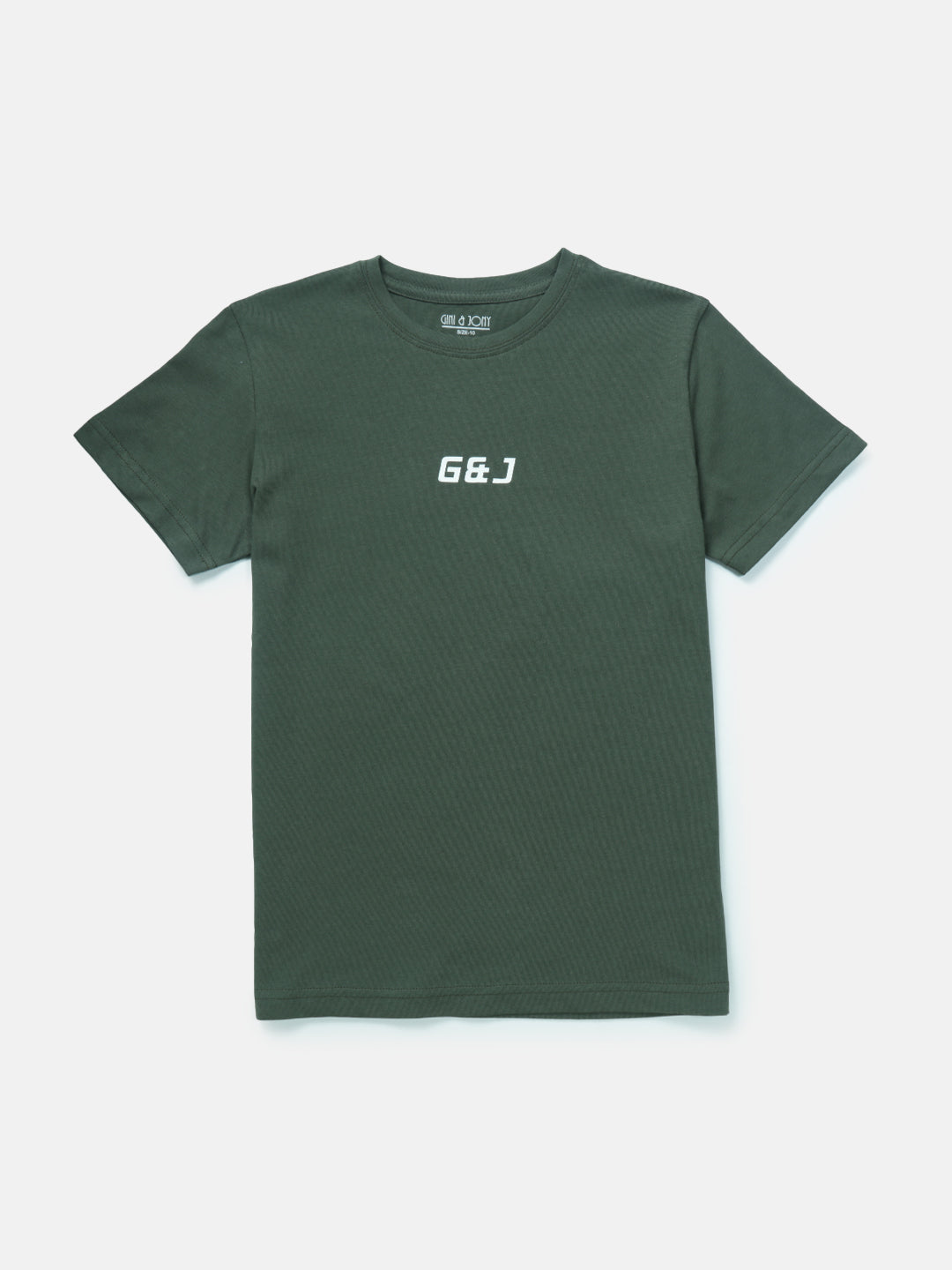 Boys Green Solid Knits T-Shirt