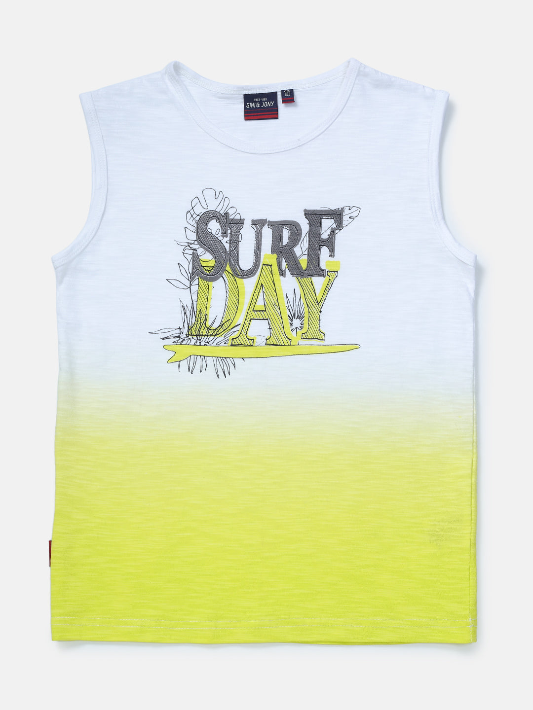 Boys Yellow Printed Knits Sando