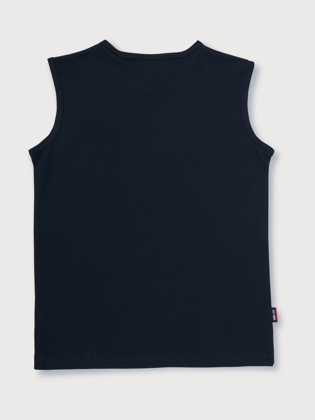 Boys Black Knits Printed Sleeveless Sando