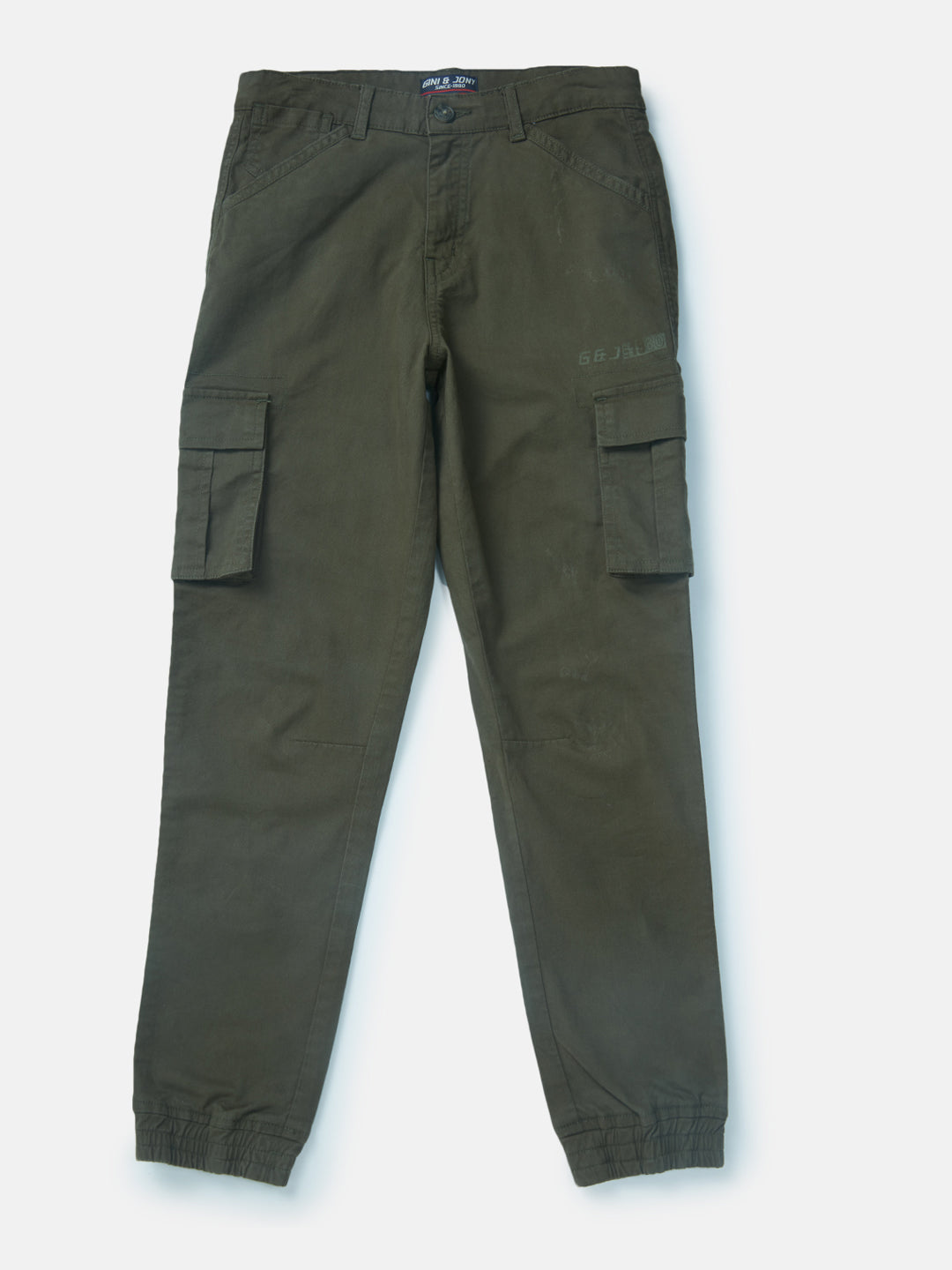 Boys Green Solid Woven Trouser