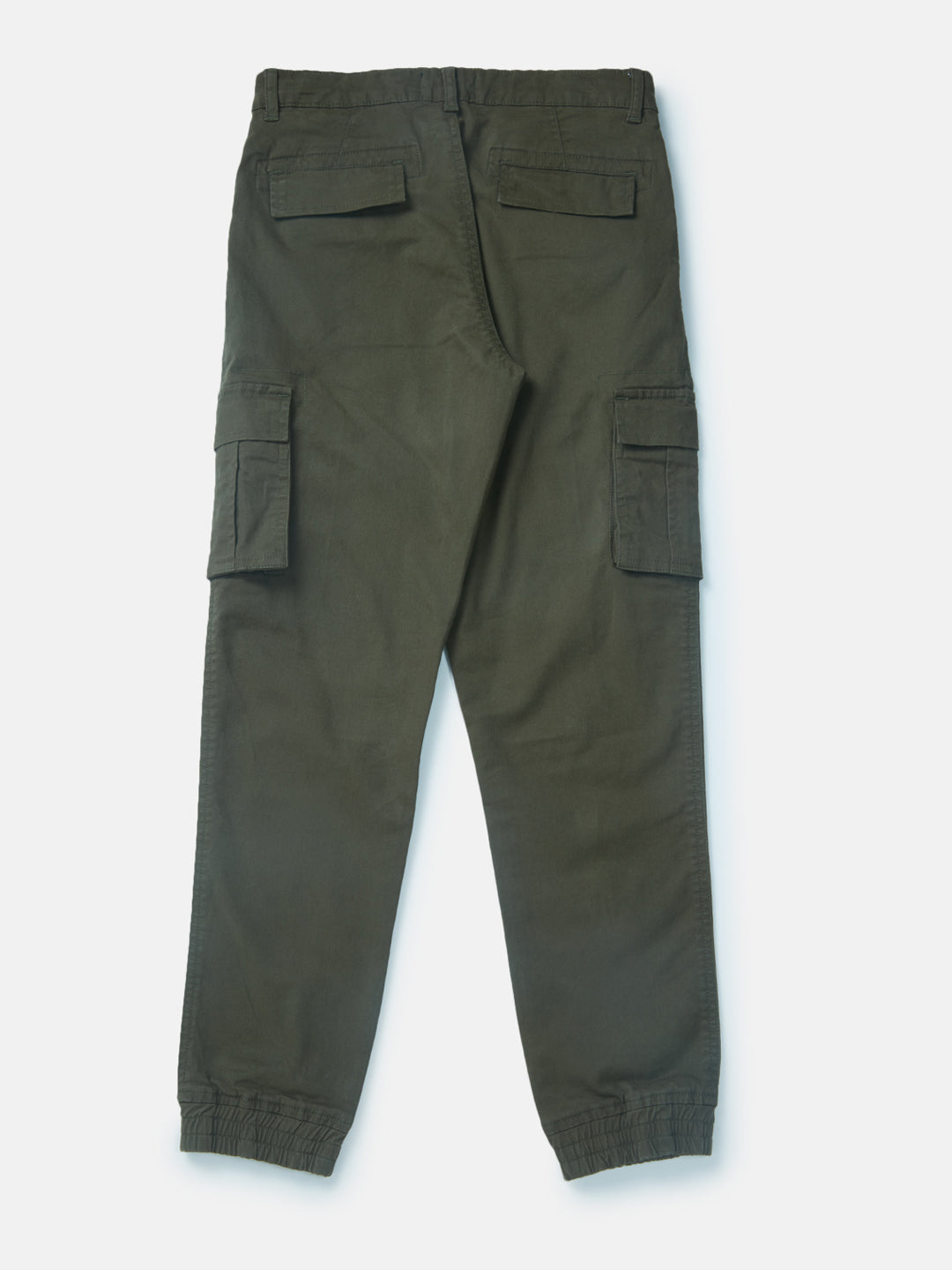 Boys Green Solid Woven Trouser