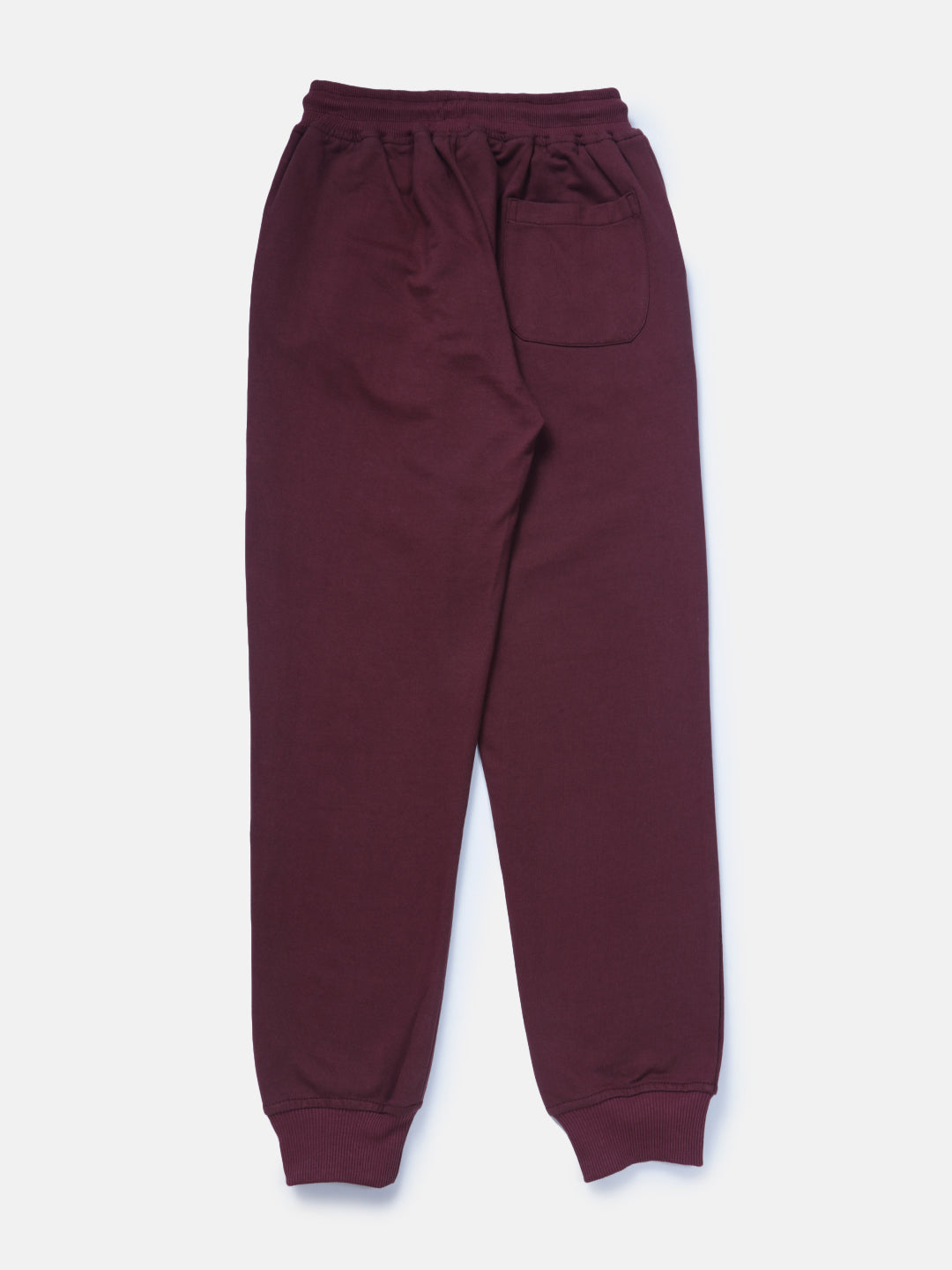 Boys Maroon Solid Knits Track Pant