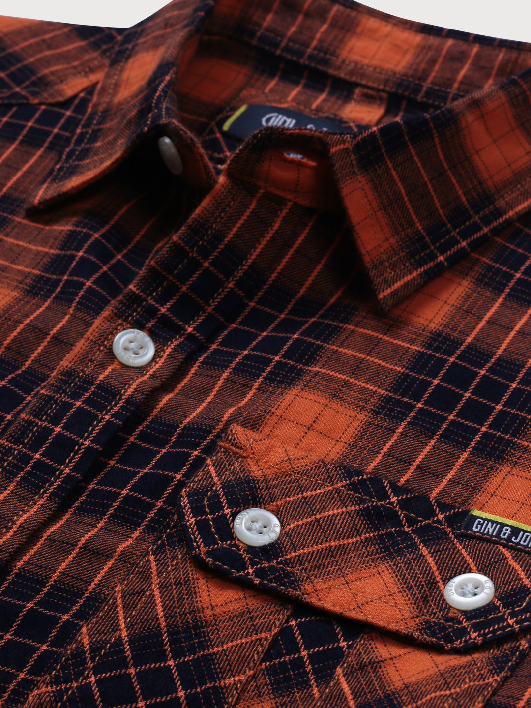 Boys Orange Checks Woven Shirt