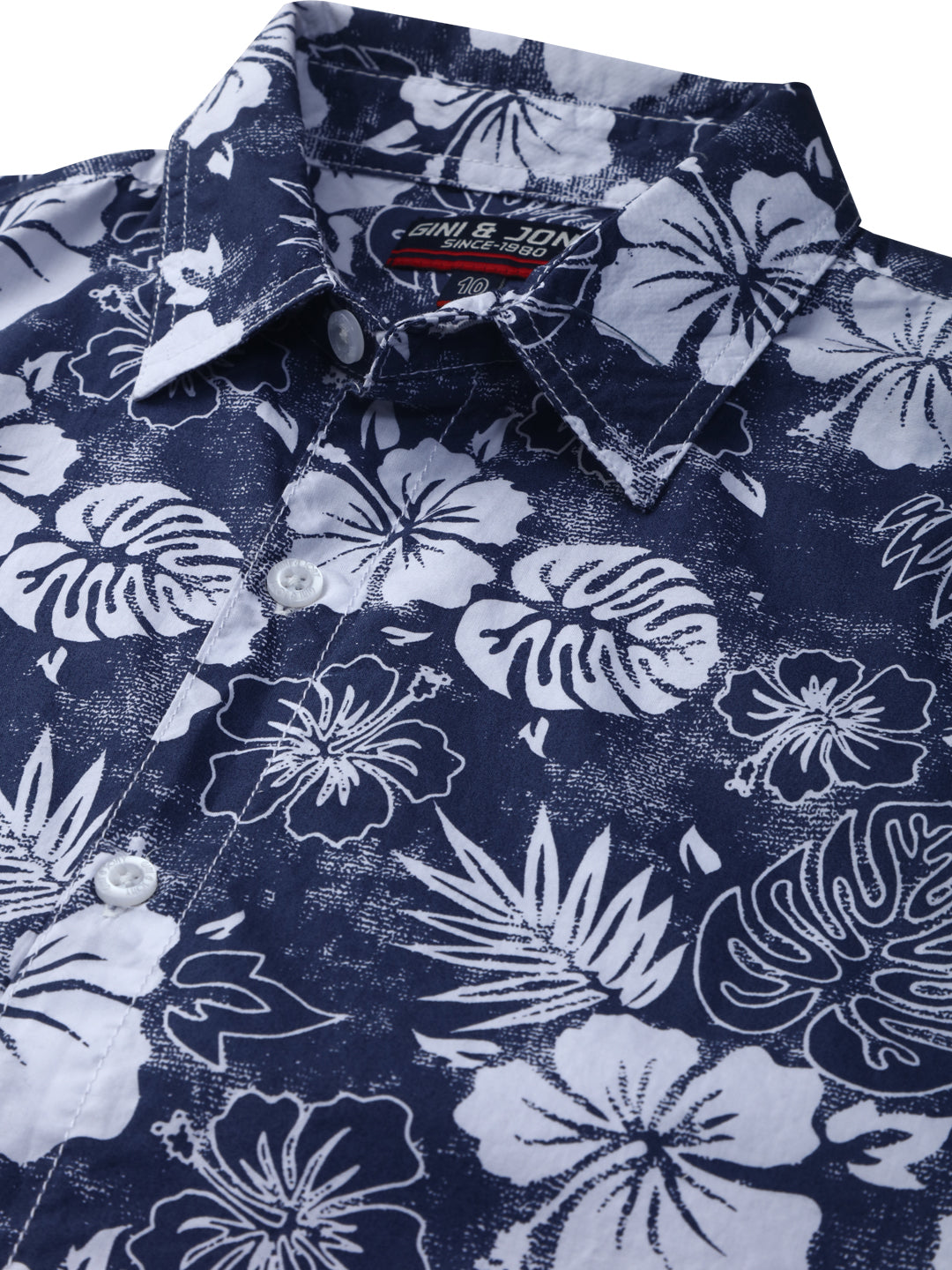 Boys Blue Printed Woven Shirt