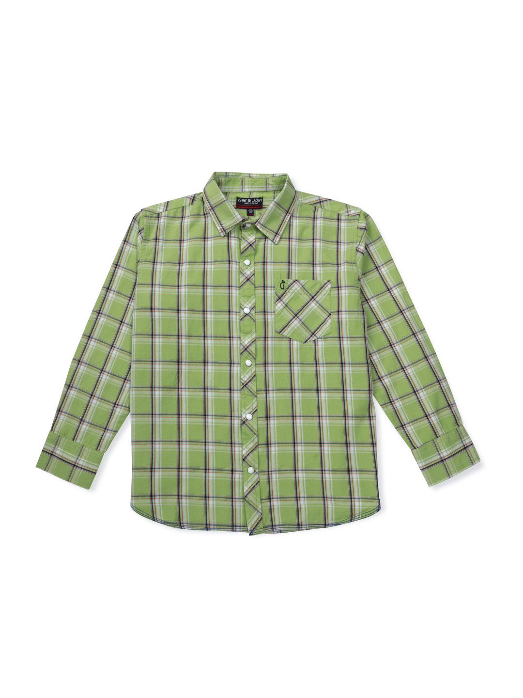 Boys Green Checks Woven Shirt