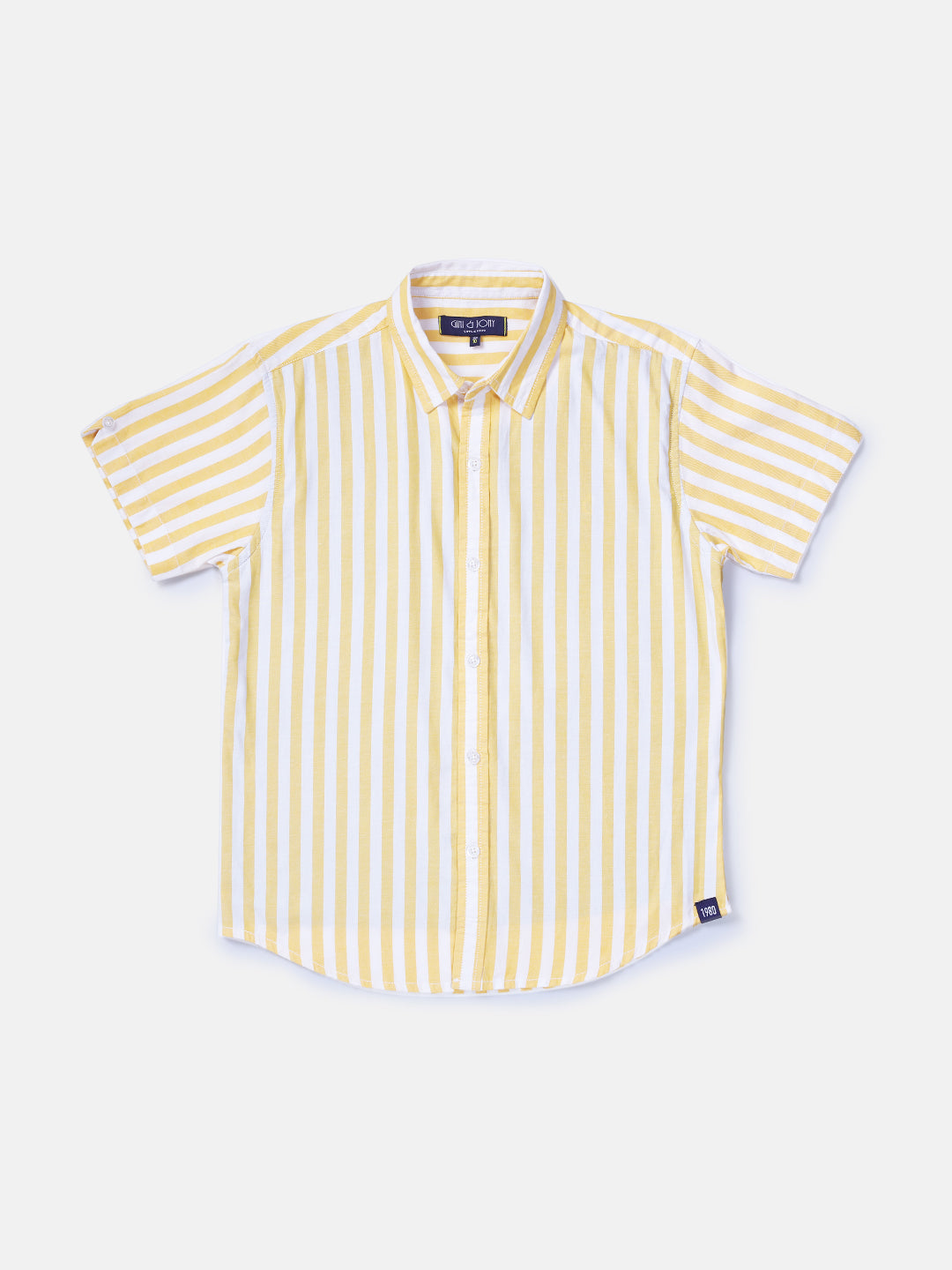 Boys Yellow Striped Woven Shirt