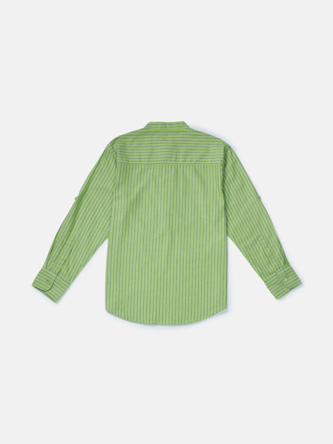Boys Green Striped Woven Shirt