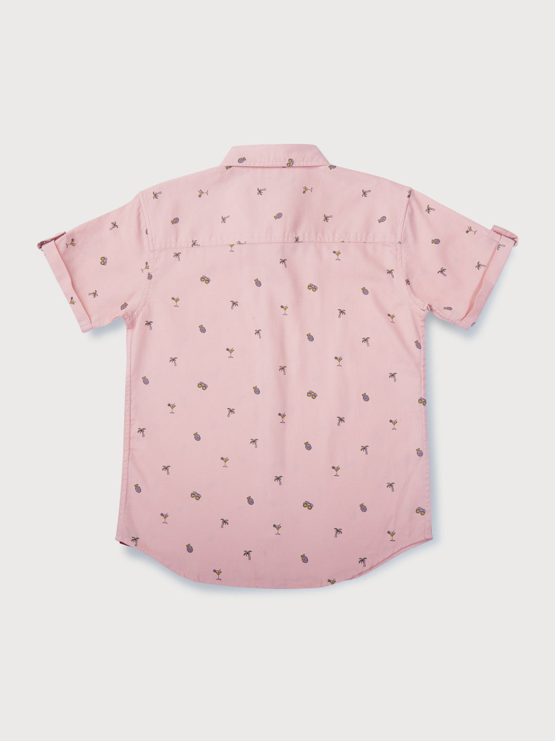 Boys Peach Printed Woven Shirt