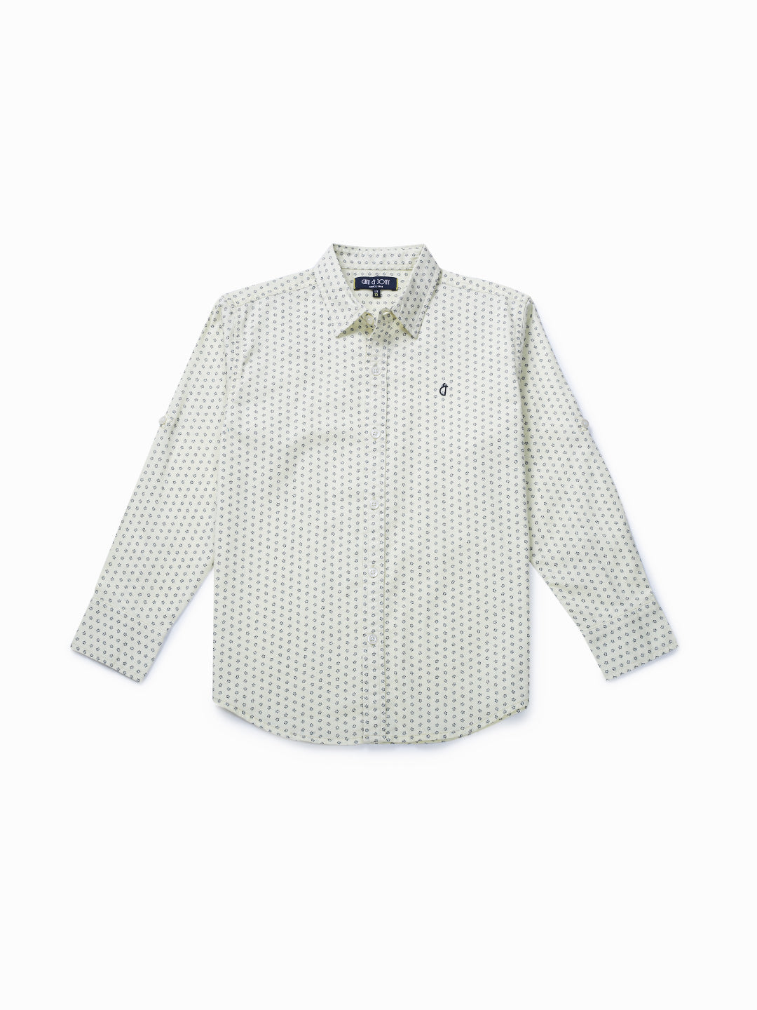 Boys Yellow Woven Printed Full Sleeves Shirt