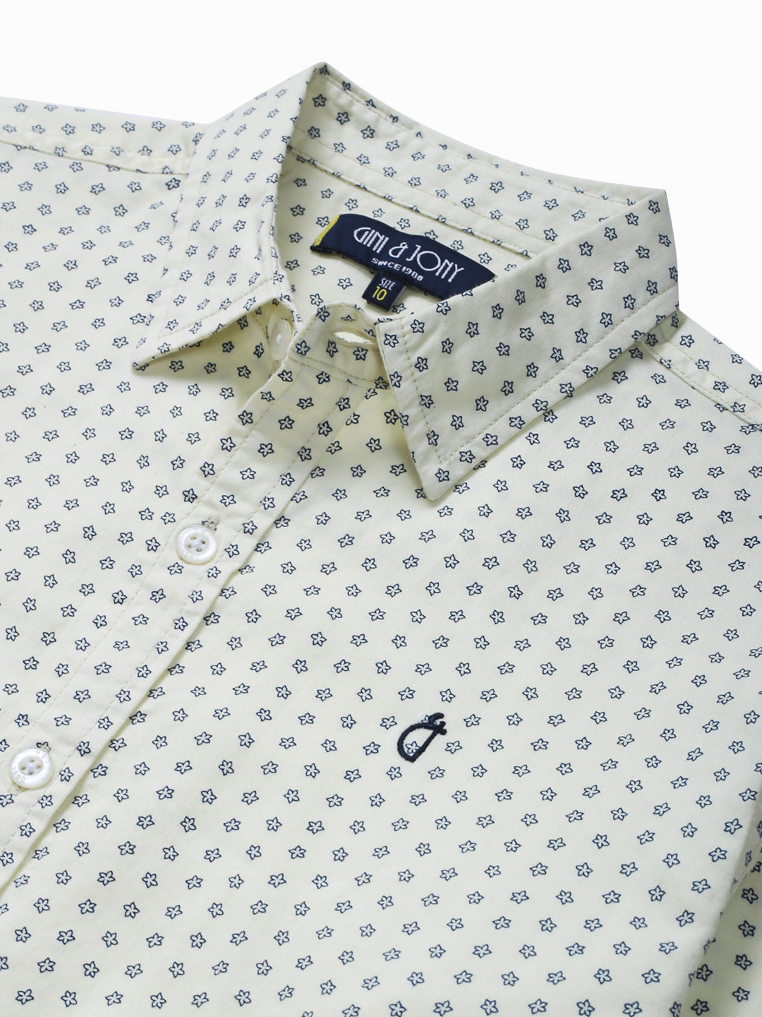 Boys Yellow Woven Printed Full Sleeves Shirt