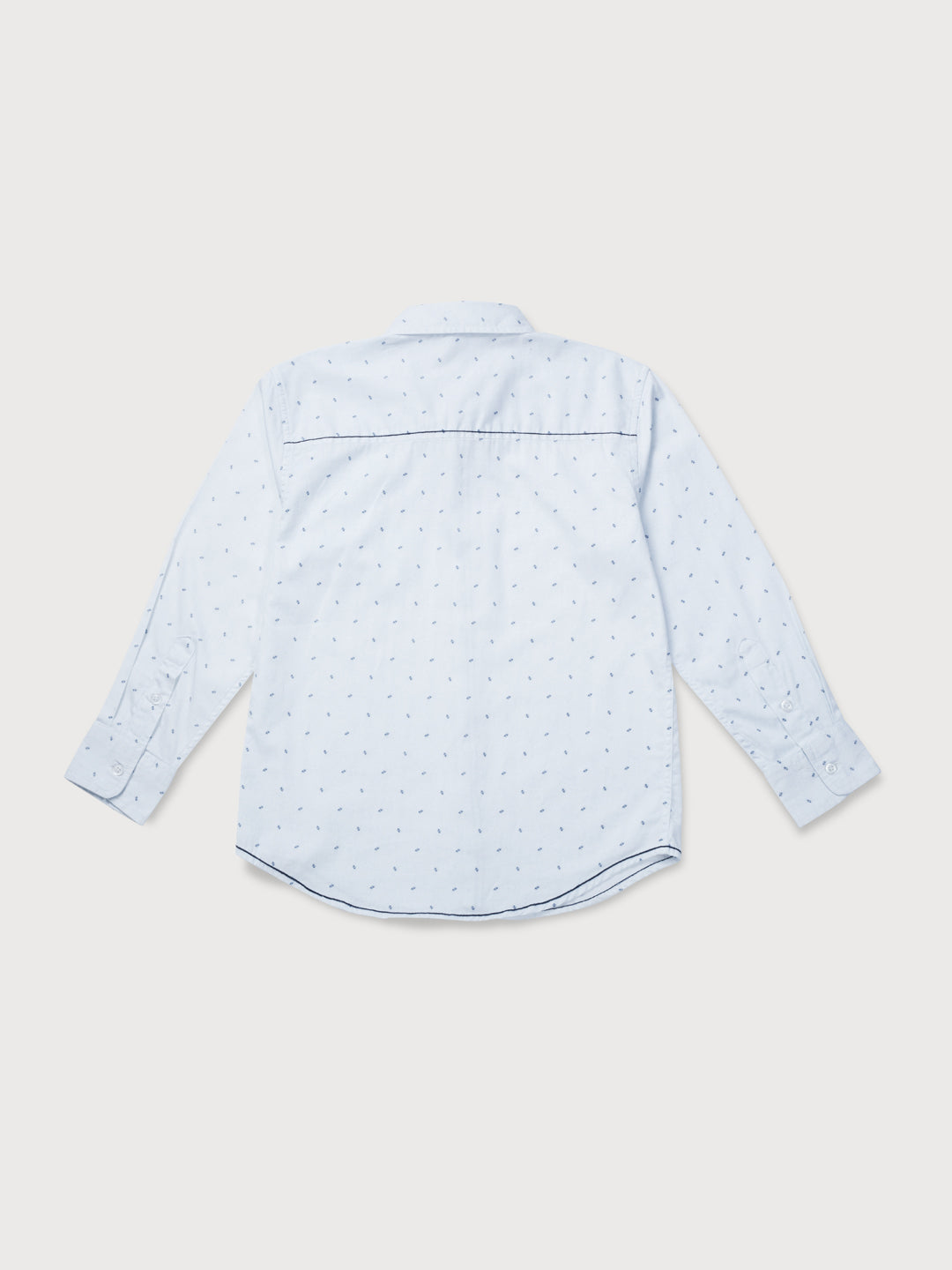 Boys Blue Printed Woven Shirt
