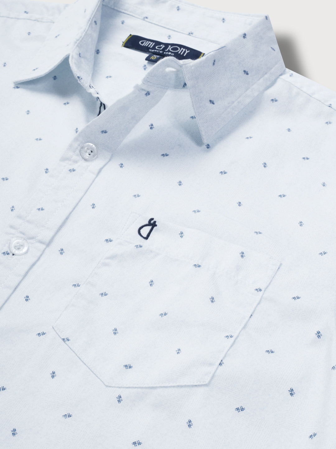 Boys Blue Printed Woven Shirt