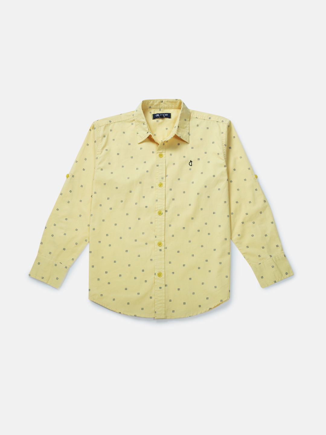 Boys Yellow Printed Woven Shirt